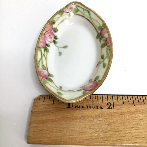 VTG (6) NORITAKE SALT CELLAR DIP Hand Painted Pink Flowers 22 K Gold Trim Nippon - Picture 9 of 10